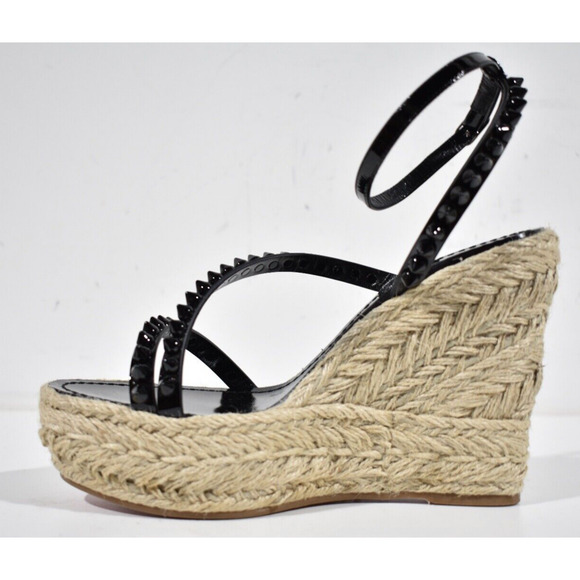 Christian Louboutin Mafaldina Zeppa 120 Black Platform Wedge Sandal Heel Pump 36 - Picture 9 of 12